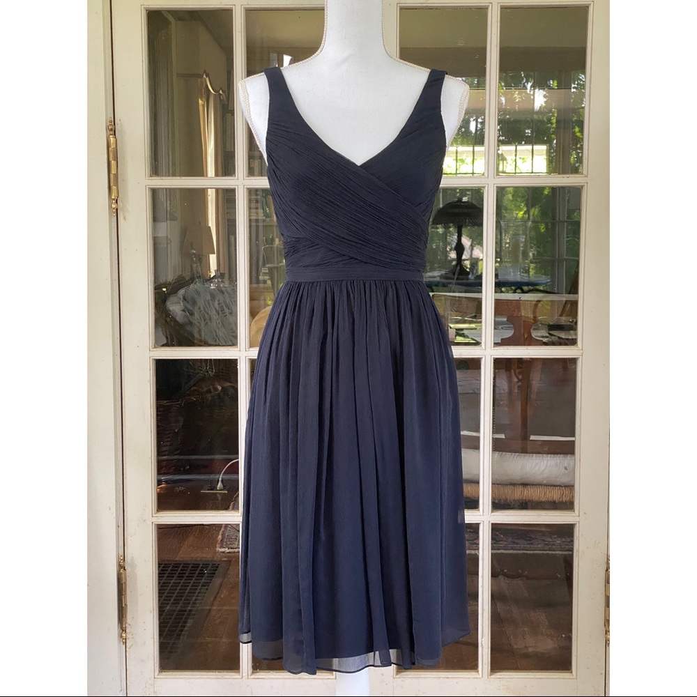 J. Crew Women’s Silk Crepe Party Dress, Navy Blue, size 0 Tall